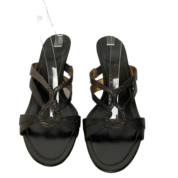 Cole Haan Strappy Sandals Mules Leather Slip On kitten heel Size 9B - Picture 2 of 8